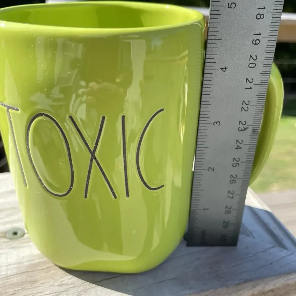 Rae Dunn TOXIC Large Ceramic Mug 18oz Green Artisan Collection Halloween Coffee